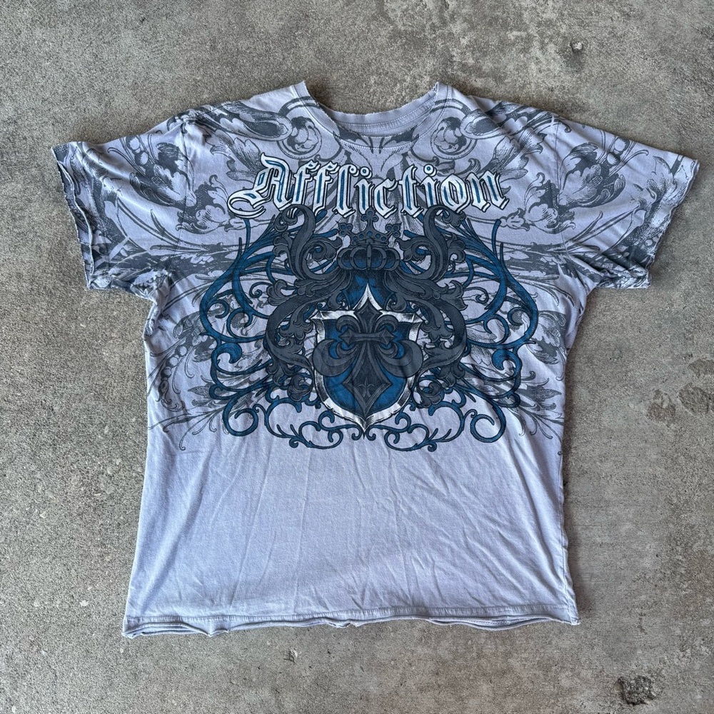 Grunge Style Affliction Y2K Skull Tee Size Large